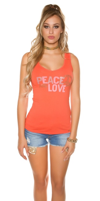 Trendy Tanktop Peace and Love Coral